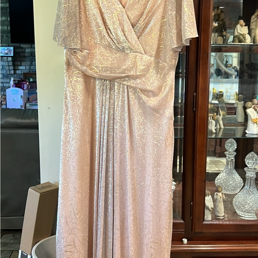 Elegant Pink Gown with Gold Accents